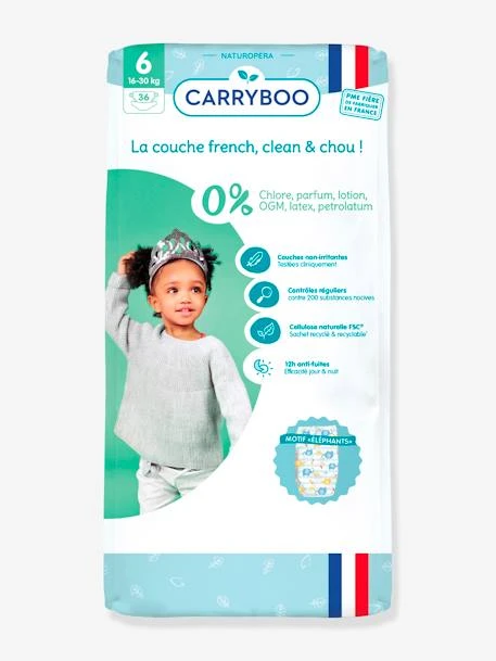 36 Couches Dermo-sensitives T6 (16-30 Kg) CARRYBOO Blanc - Carryboo 3 36 Couches Dermo-sensitives T6 (16-30 Kg) CARRYBOO Blanc - Carryboo