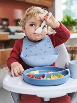 Bavoir Avec Récupérateur En Silicone Blanc Terrazzo - Vertbaudet -Magasin De Produits Pour Bébés bavoir avec recuperateur en silicone 5