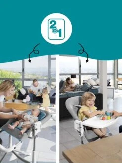 Chaise Haute Slick 2 En 1 BABYMOOV Blanc Bleu Gris - Babymoov -Magasin De Produits Pour Bébés chaise haute slick 2 en 1 babymoov 2