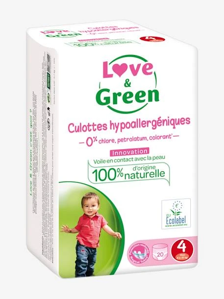 Culottes Hypoallergéniques T4 X 20 LOVE & GREEN Blanc - Love And Green 3 Culottes Hypoallergéniques T4 X 20 LOVE & GREEN Blanc - Love And Green