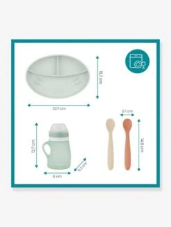 Kit Repas Silicone BABYMOOV Grow’Isy Vert/terracotta - Babymoov -Magasin De Produits Pour Bébés kit repas silicone babymoov growisy 5