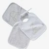 Les 3 Bavoirs à Liens En Gaze De Coton Blanc/gris - Vertbaudet -Magasin De Produits Pour Bébés les 3 bavoirs a liens en gaze de coton