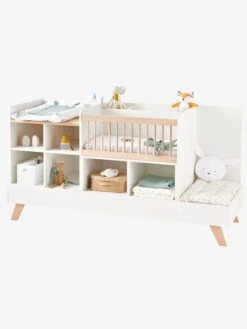 Lit Combiné 4 En 1 évolutif Avec Rangements Et Table à Langer COMBINID Blanc / Bois - Vertbaudet -Magasin De Produits Pour Bébés lit combine 4 en 1 evolutif avec rangements et table a langer combinid 2