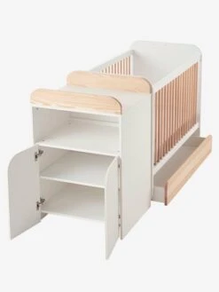 Lit Combiné évolutif Avec Rangements Et Table à Langer LIGNE ECLIPSE Blanc / Bois - Vertbaudet -Magasin De Produits Pour Bébés lit combine evolutif avec rangements et table a langer ligne eclipse 2