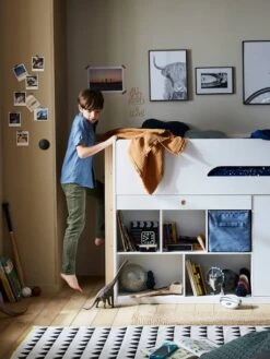 Lit Mi Hauteur Avec Bureau Coulissable Combiné CAMELEO Blanc Mate - Vertbaudet -Magasin De Produits Pour Bébés lit mi hauteur avec bureau coulissable combine cameleo 3