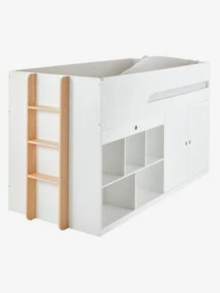 Lit Mi Hauteur Avec Bureau Coulissable Combiné CAMELEO Blanc Mate - Vertbaudet -Magasin De Produits Pour Bébés lit mi hauteur avec bureau coulissable combine cameleo 4