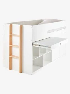 Lit Mi Hauteur Avec Bureau Coulissable Combiné CAMELEO Blanc Mate - Vertbaudet -Magasin De Produits Pour Bébés lit mi hauteur avec bureau coulissable combine cameleo 5