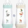 Lot De 2 Biberons 320 Ml MAM Easy Start Anti-colique Time For Love Aqua - Mam -Magasin De Produits Pour Bébés lot de 2 biberons 320 ml mam easy start anti colique time for love