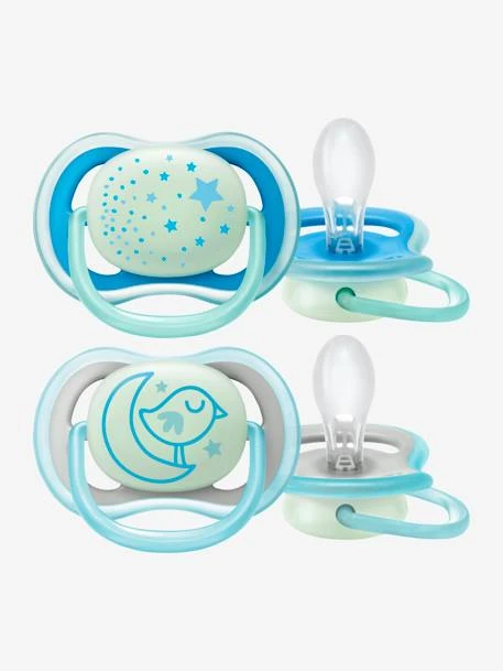 Lot De 2 Sucettes 6-18 Mois Phosphorescentes Ultra Air Night Philips AVENT Bleu - Philips Avent 3 Lot De 2 Sucettes 6-18 Mois Phosphorescentes Ultra Air Night Philips AVENT Bleu - Philips Avent