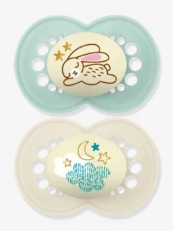Lot De 2 Sucettes En Silicone MAM Nuit 18+ Vert + Bleu - Mam