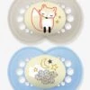 Lot De 2 Sucettes En Silicone MAM Nuit 6+ Beige + Bleu - Mam -Magasin De Produits Pour Bébés lot de 2 sucettes en silicone mam nuit 6
