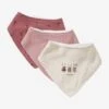 Lot De 3 Bavoirs Bandanas En Gaze De Coton / éponge Rose Grenier - Vertbaudet -Magasin De Produits Pour Bébés lot de 3 bavoirs bandanas en gaze de coton eponge