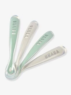 Lot De 4 Cuillères 1er âge BEABA Soft Sans BPA Bleu/gris/ocre - Beaba -Magasin De Produits Pour Bébés lot de 4 cuilleres 1er age beaba soft sans bpa 4
