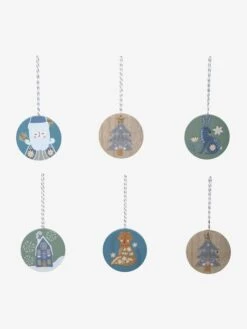 Lot De 6 Boules Plates De Noël Scandinave Bois - Vertbaudet -Magasin De Produits Pour Bébés lot de 6 boules plates de noel scandinave 2