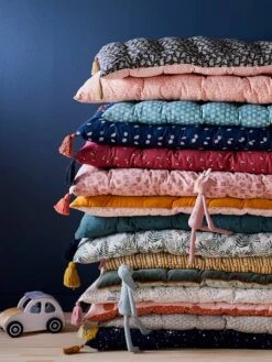 Matelas De Sol Avec Pompons FLEURETTES écru / Multicolore - Vertbaudet -Magasin De Produits Pour Bébés matelas de sol avec pompons fleurettes 4