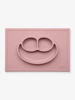 Set De Table Tout-en-un Avec Assiette EZPZ Happy Mat En Silicone Rose - EZPZ