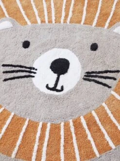 Tapis Rond Lavable Lion Gris / Orange - Vertbaudet -Magasin De Produits Pour Bébés tapis rond lavable lion 3